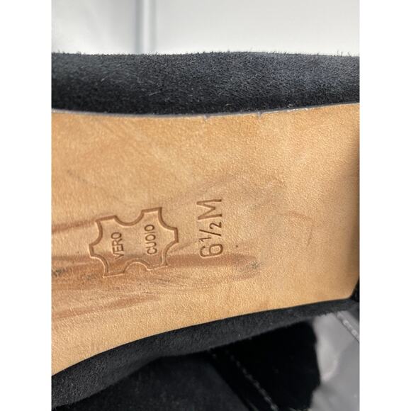 Michael Kors Emily Black Suede Leather Boot Patent Ankle Strap Sz 6.5 Equestrian - Picture 10 of 11